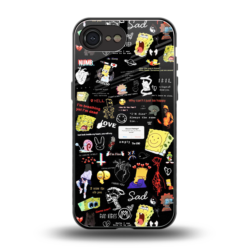black aesthetic collage back phone cover | glass case for iphone 16e