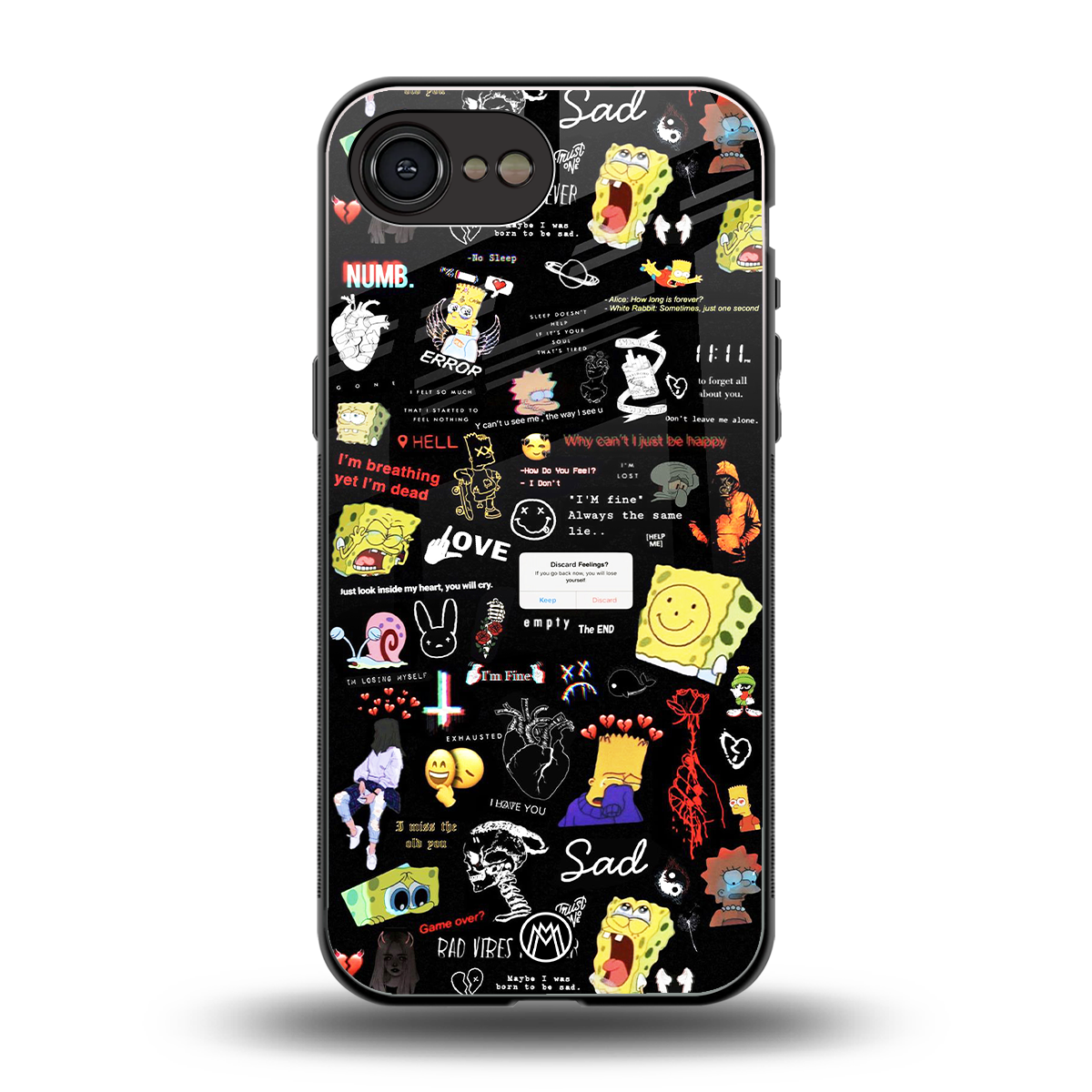 black aesthetic collage back phone cover | glass case for iphone 16e