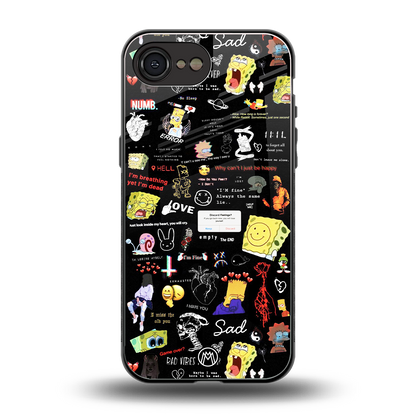 black aesthetic collage back phone cover | glass case for iphone 16e