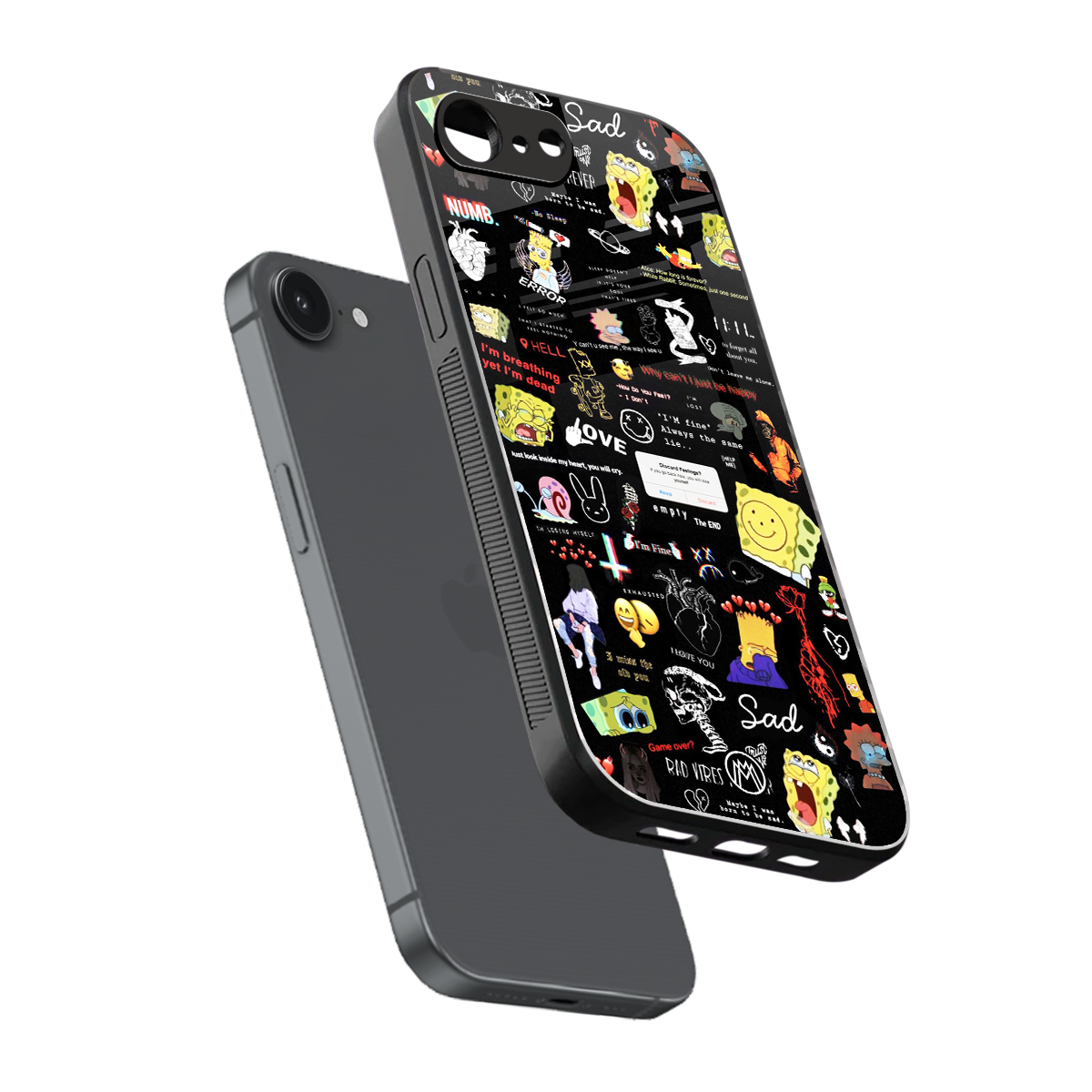 black aesthetic collage back phone cover | glass case for iphone 16e