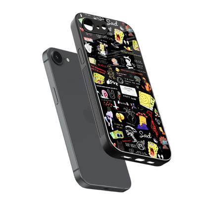 black aesthetic collage back phone cover | glass case for iphone 16e