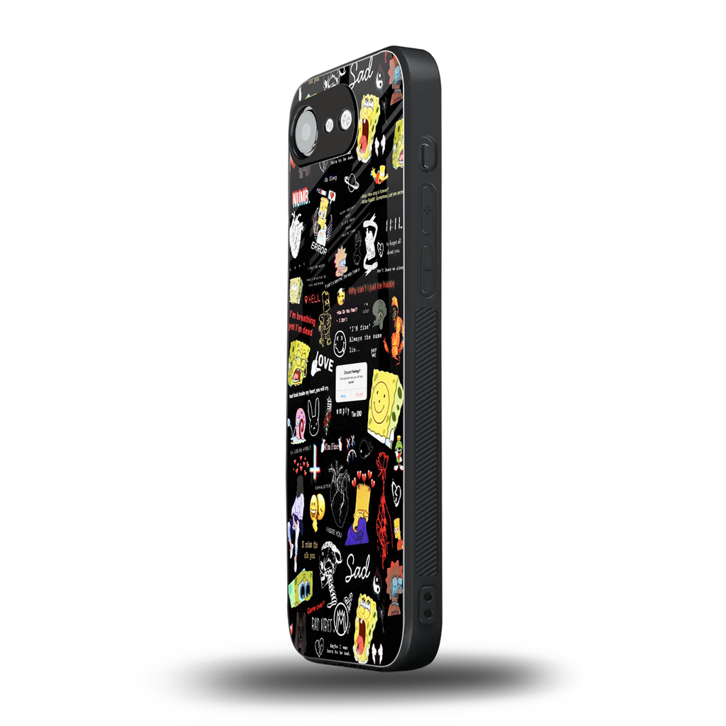 black aesthetic collage back phone cover | glass case for iphone 16e