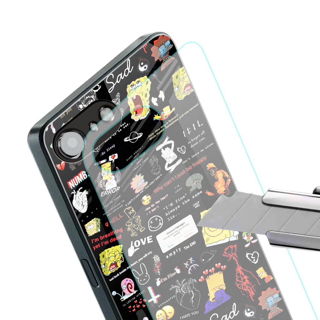 black aesthetic collage back phone cover | glass case for iphone 16e