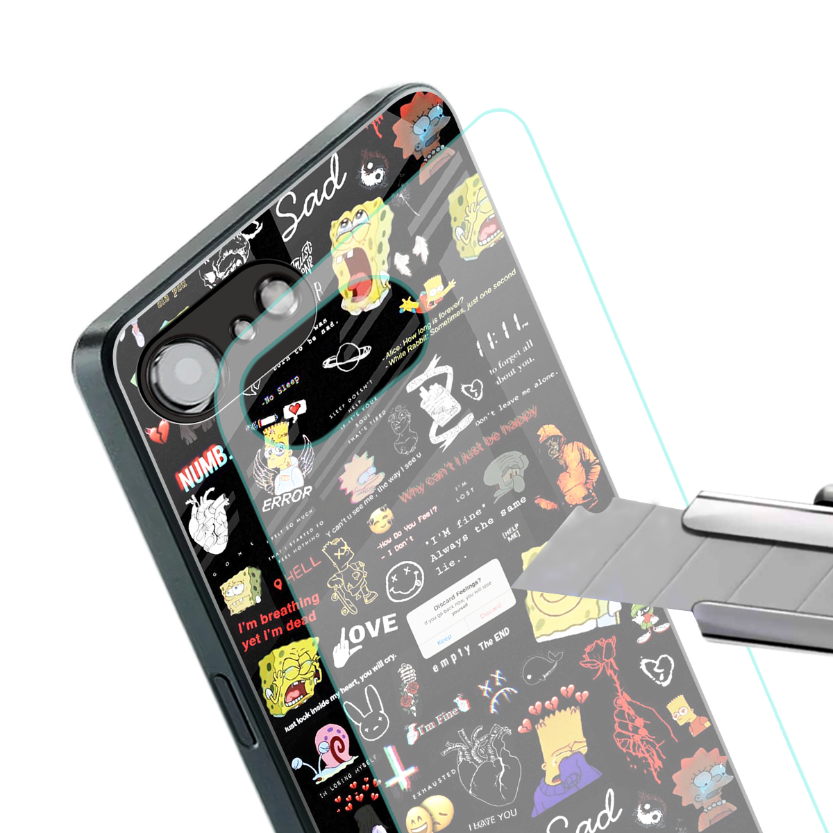 black aesthetic collage back phone cover | glass case for iphone 16e