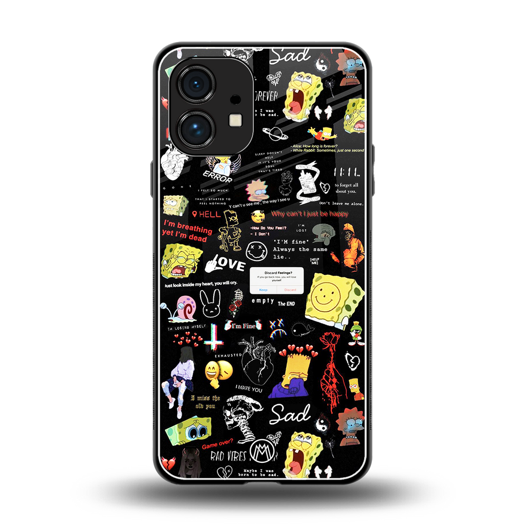 black aesthetic collage back phone cover | glass case for nothing phone 1