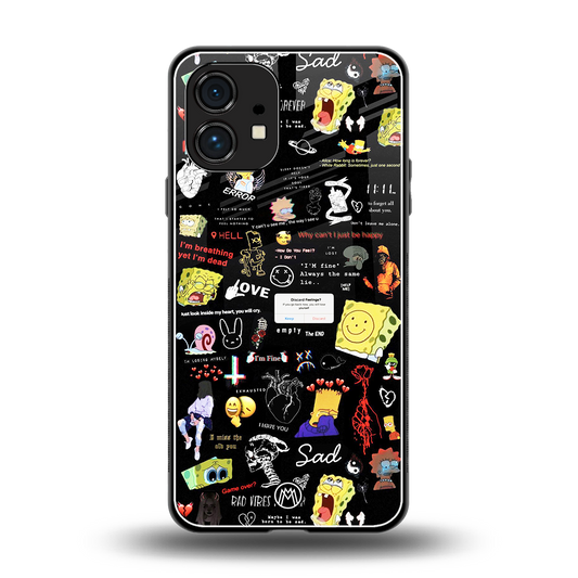 black aesthetic collage back phone cover | glass case for nothing phone 1