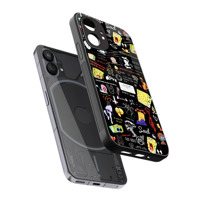 black aesthetic collage back phone cover | glass case for nothing phone 1