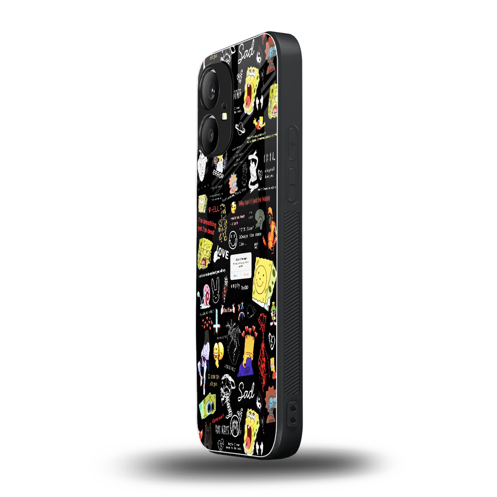 black aesthetic collage back phone cover | glass case for nothing phone 1