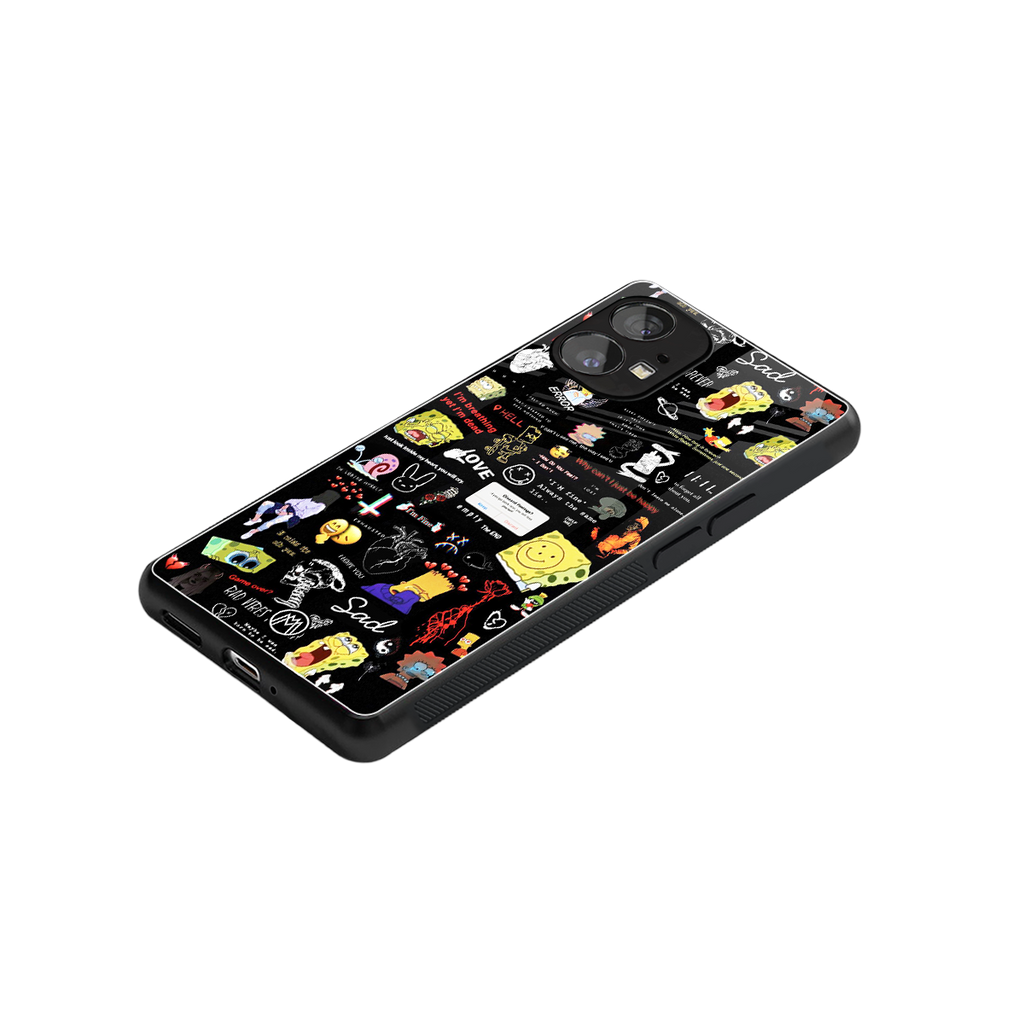 black aesthetic collage back phone cover | glass case for nothing phone 1