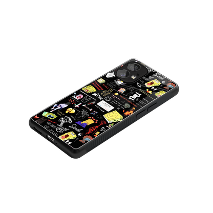 black aesthetic collage back phone cover | glass case for nothing phone 1