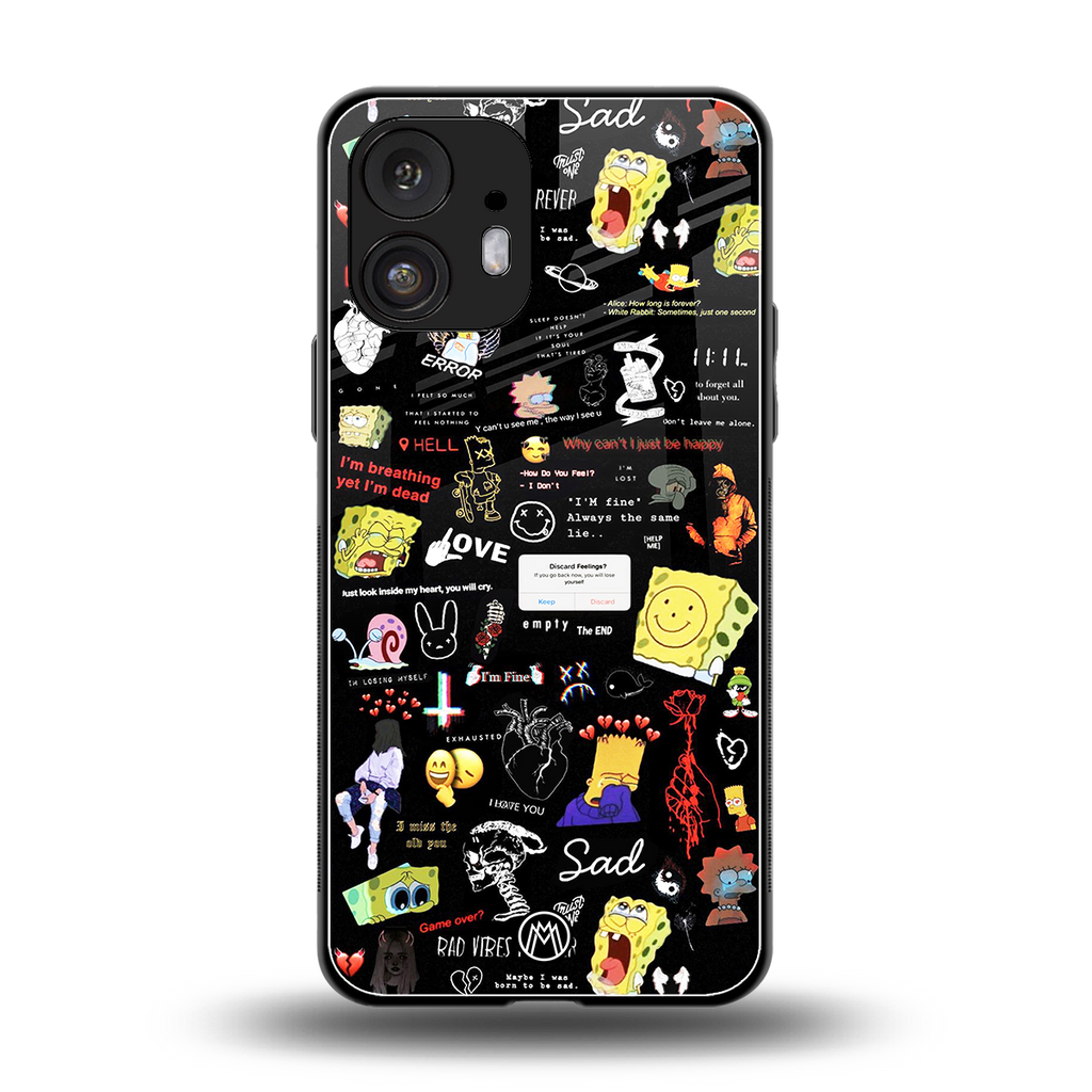 black aesthetic collage back phone cover | glass case for nothing phone 2