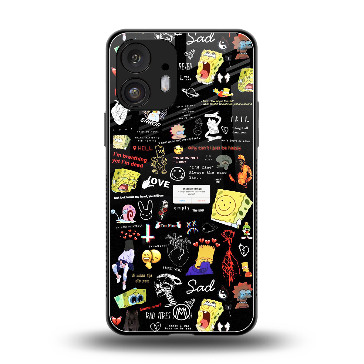 black aesthetic collage back phone cover | glass case for nothing phone 2