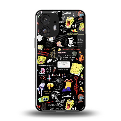 black aesthetic collage back phone cover | glass case for nothing phone 2