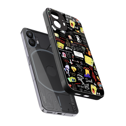 black aesthetic collage back phone cover | glass case for nothing phone 2