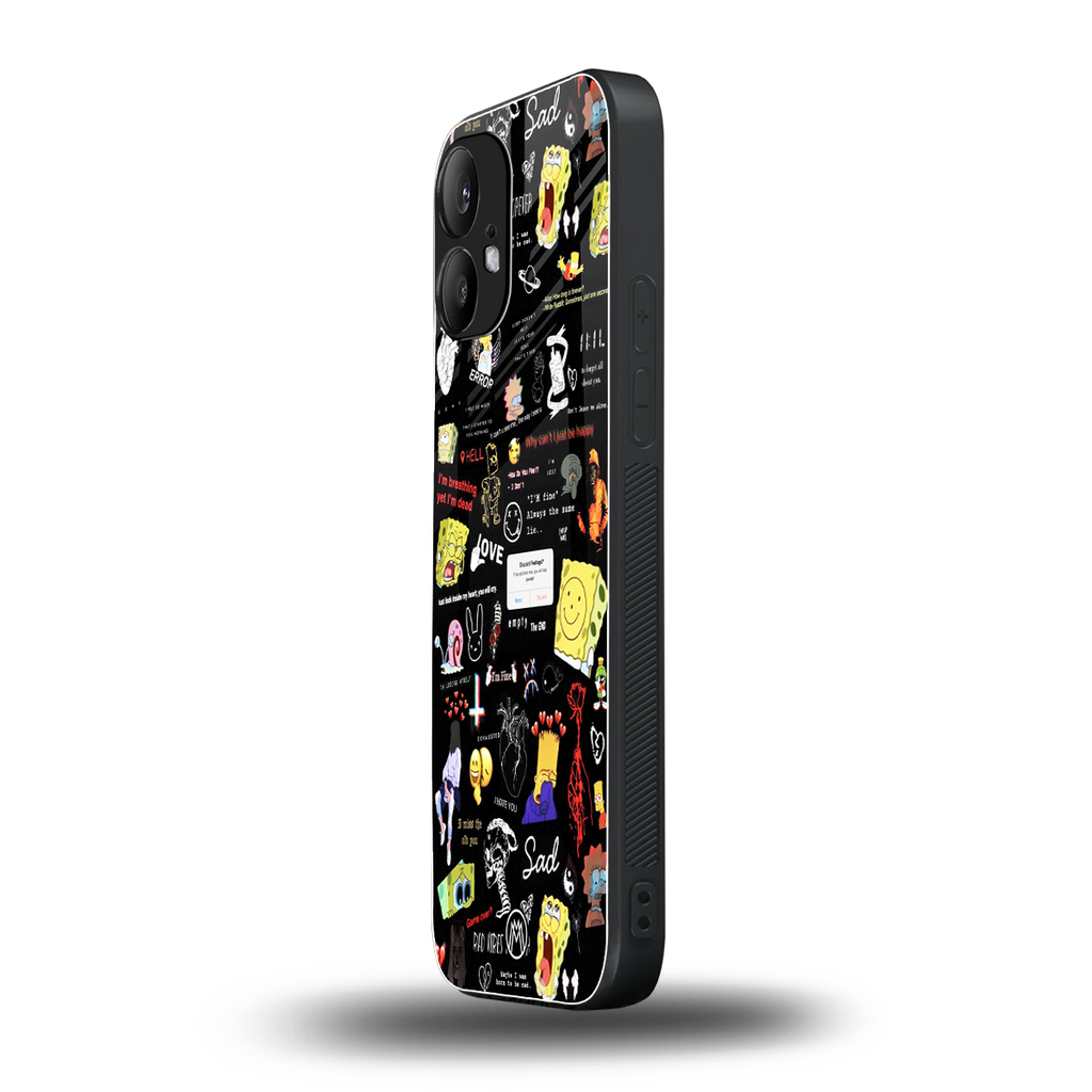 black aesthetic collage back phone cover | glass case for nothing phone 2