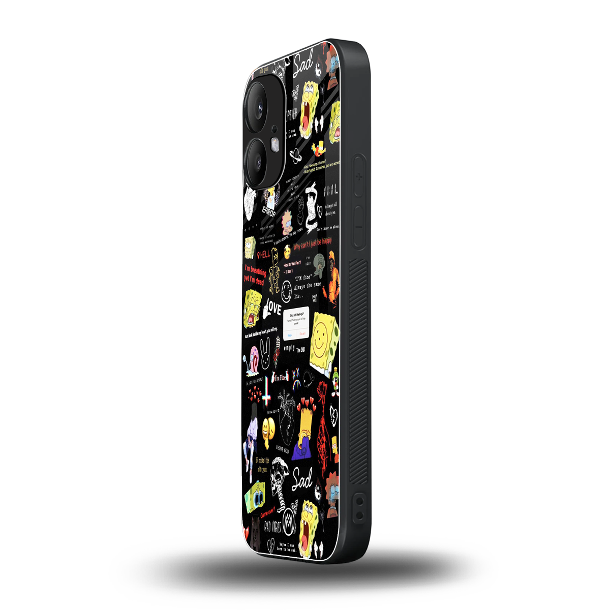 black aesthetic collage back phone cover | glass case for nothing phone 2