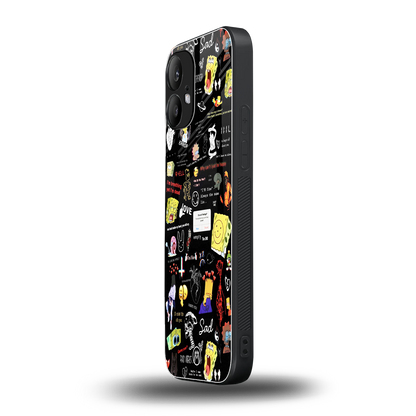 black aesthetic collage back phone cover | glass case for nothing phone 2