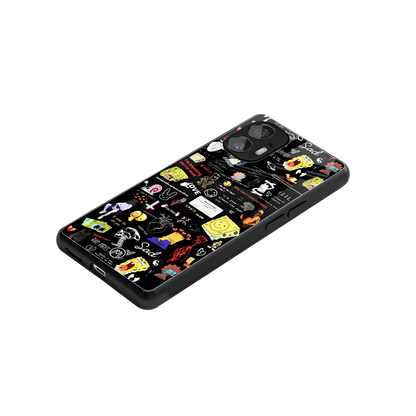 black aesthetic collage back phone cover | glass case for nothing phone 2