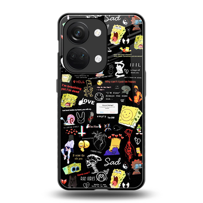black aesthetic collage back phone cover | glass case for oneplus nord 3