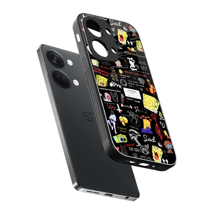 black aesthetic collage back phone cover | glass case for oneplus nord 3