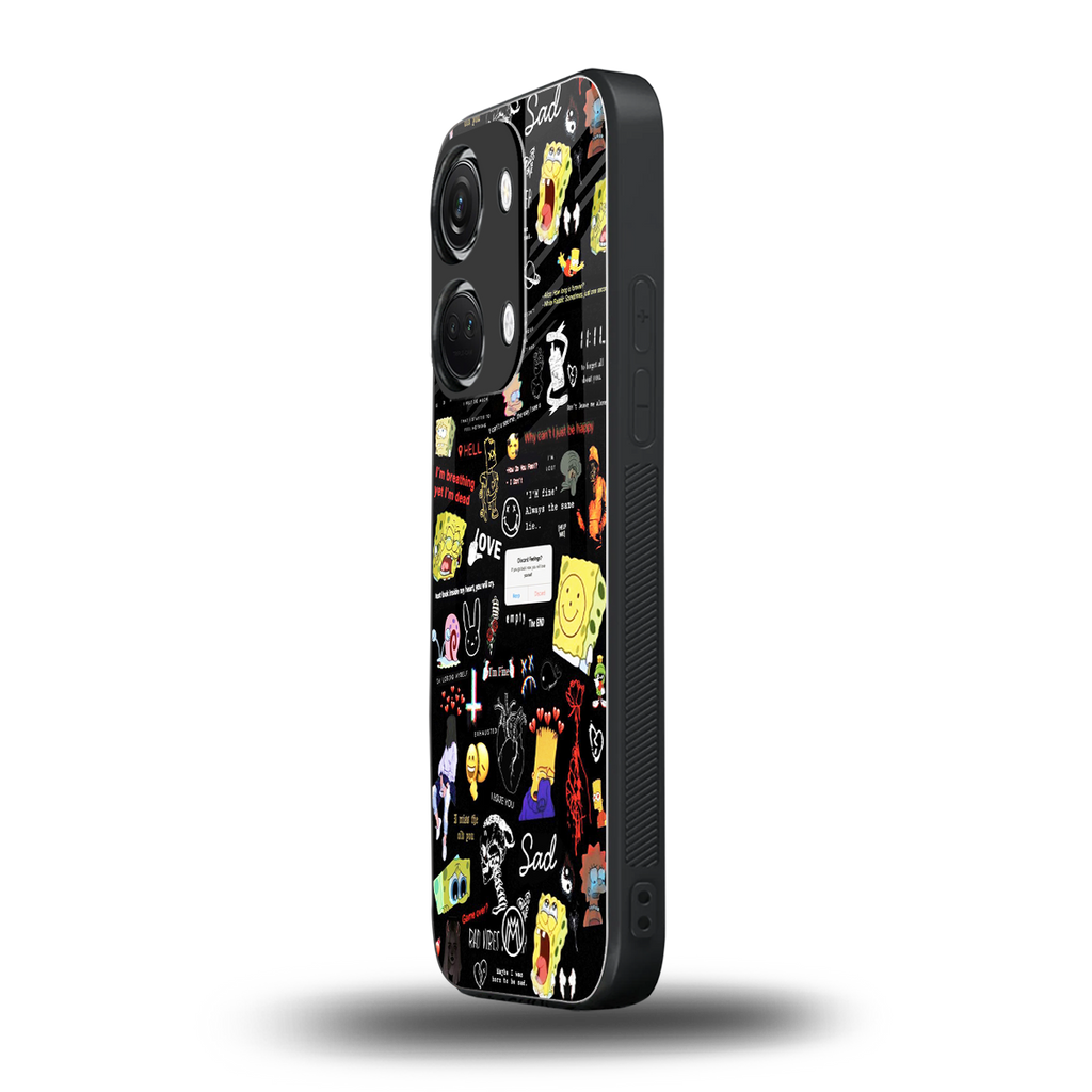 black aesthetic collage back phone cover | glass case for oneplus nord 3