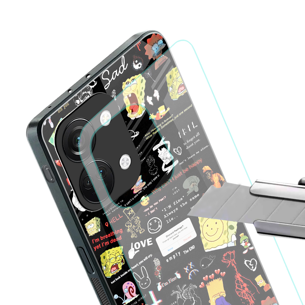 black aesthetic collage back phone cover | glass case for oneplus nord 3