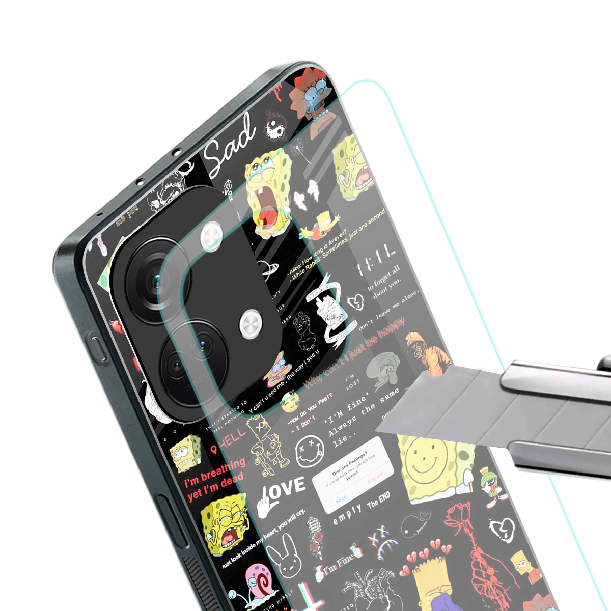 black aesthetic collage back phone cover | glass case for oneplus nord 3