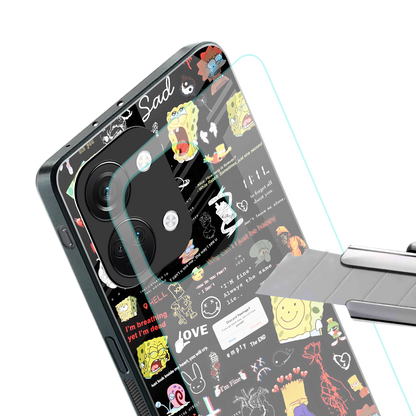black aesthetic collage back phone cover | glass case for oneplus nord 3