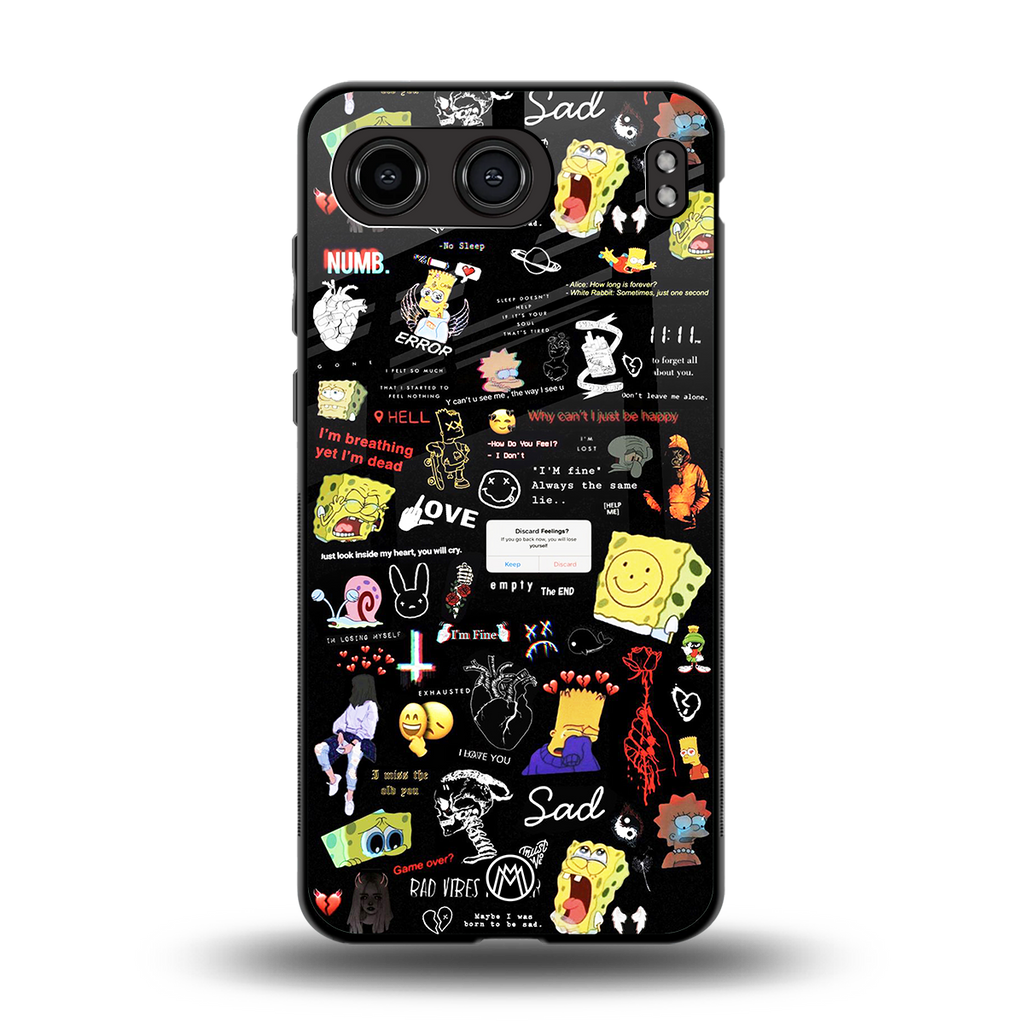 black aesthetic collage back phone cover | glass case for oneplus nord 4