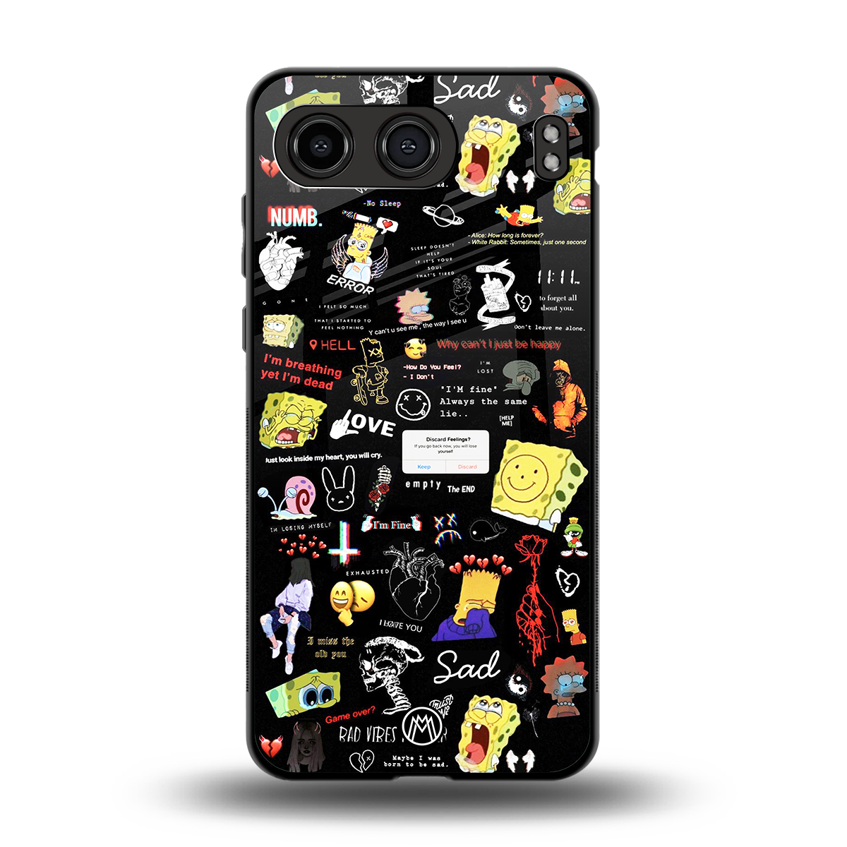 black aesthetic collage back phone cover | glass case for oneplus nord 4