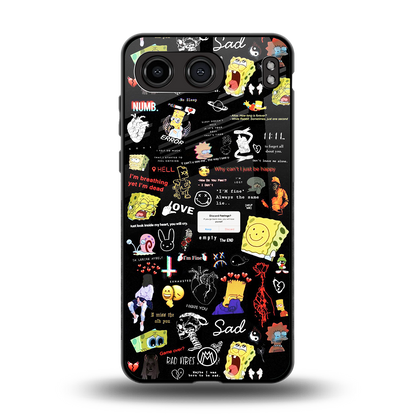 black aesthetic collage back phone cover | glass case for oneplus nord 4