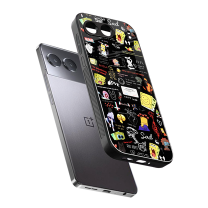 black aesthetic collage back phone cover | glass case for oneplus nord 4