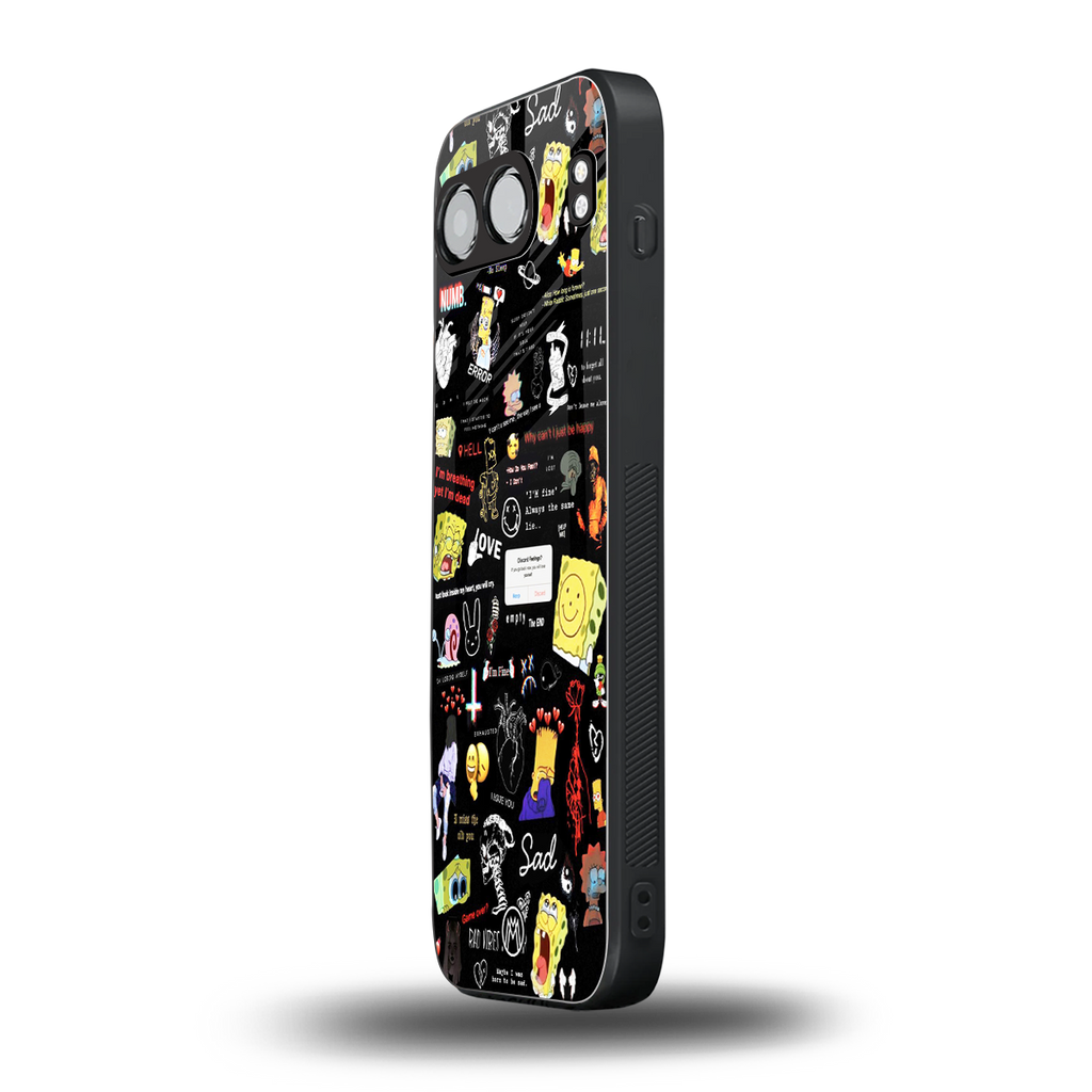 black aesthetic collage back phone cover | glass case for oneplus nord 4