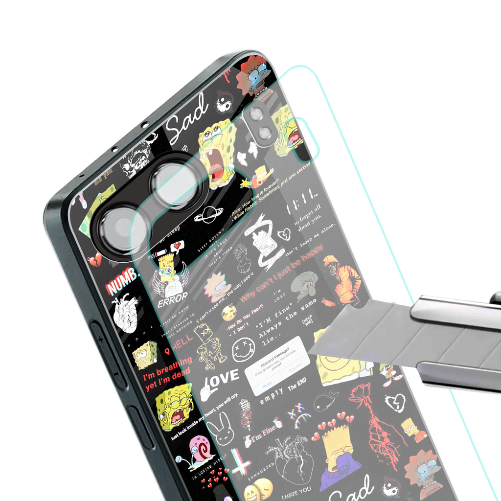black aesthetic collage back phone cover | glass case for oneplus nord 4