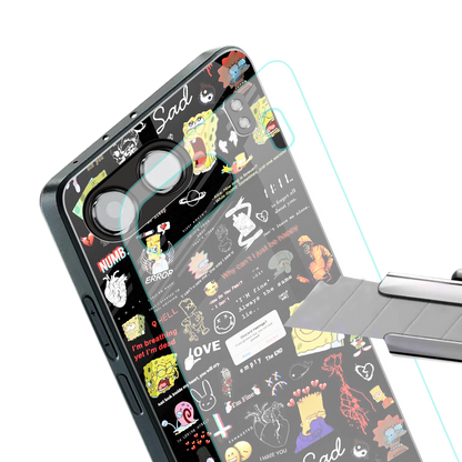 black aesthetic collage back phone cover | glass case for oneplus nord 4