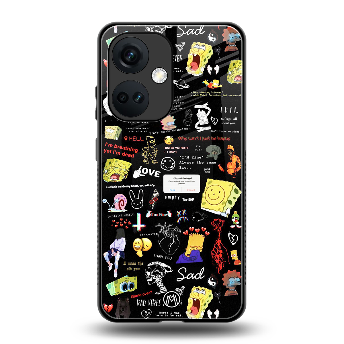 black aesthetic collage back phone cover | glass case for oneplus nord ce 3