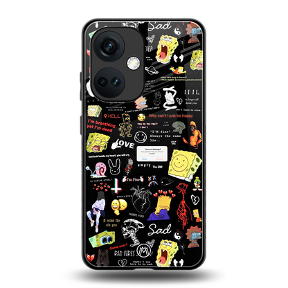 black aesthetic collage back phone cover | glass case for oneplus nord ce 3