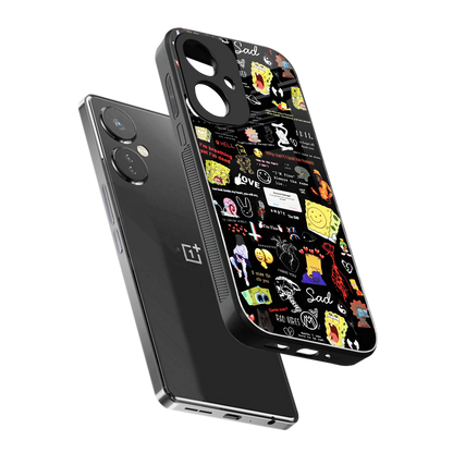 black aesthetic collage back phone cover | glass case for oneplus nord ce 3