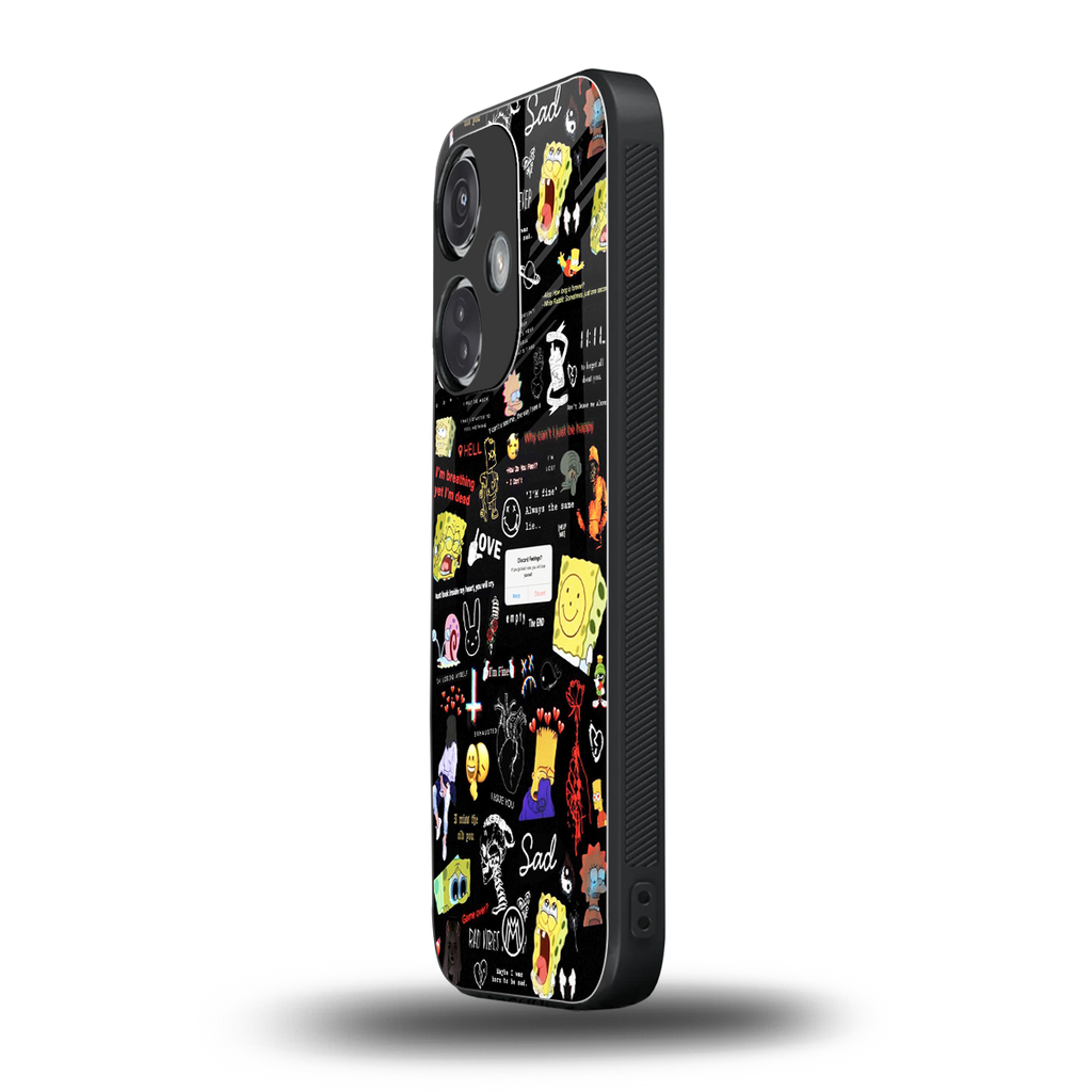 black aesthetic collage back phone cover | glass case for oneplus nord ce 3