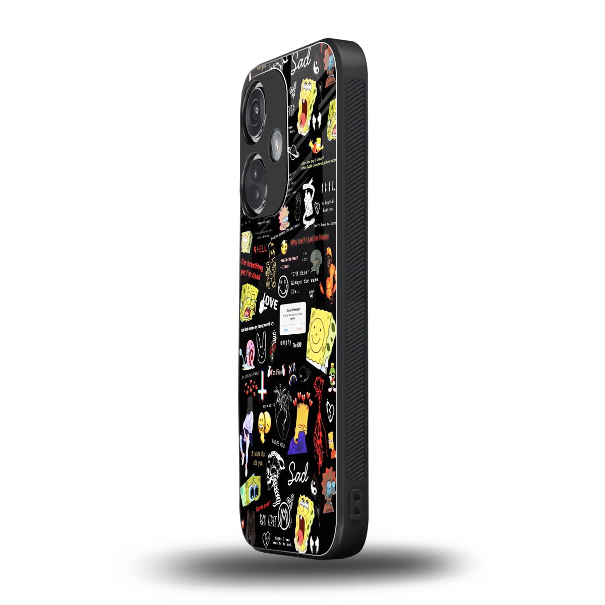 black aesthetic collage back phone cover | glass case for oneplus nord ce 3