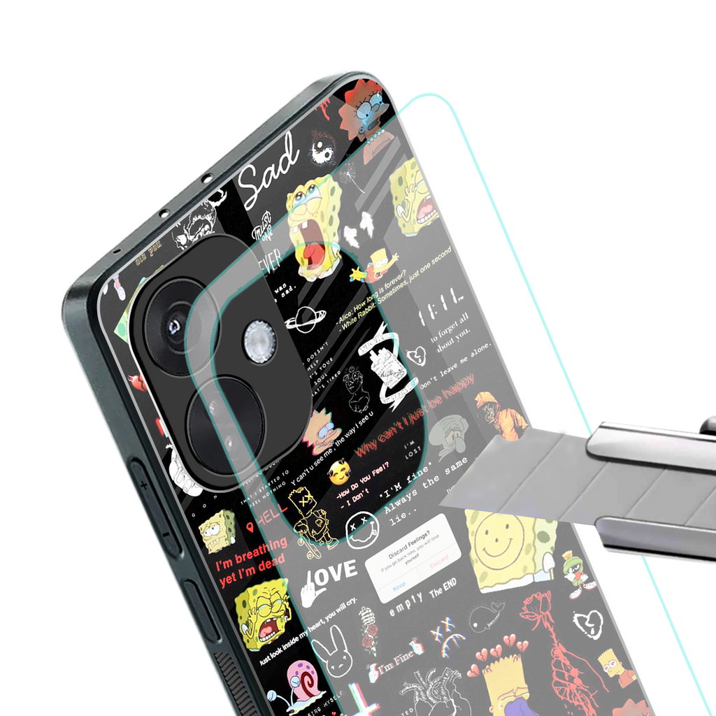 black aesthetic collage back phone cover | glass case for oneplus nord ce 3