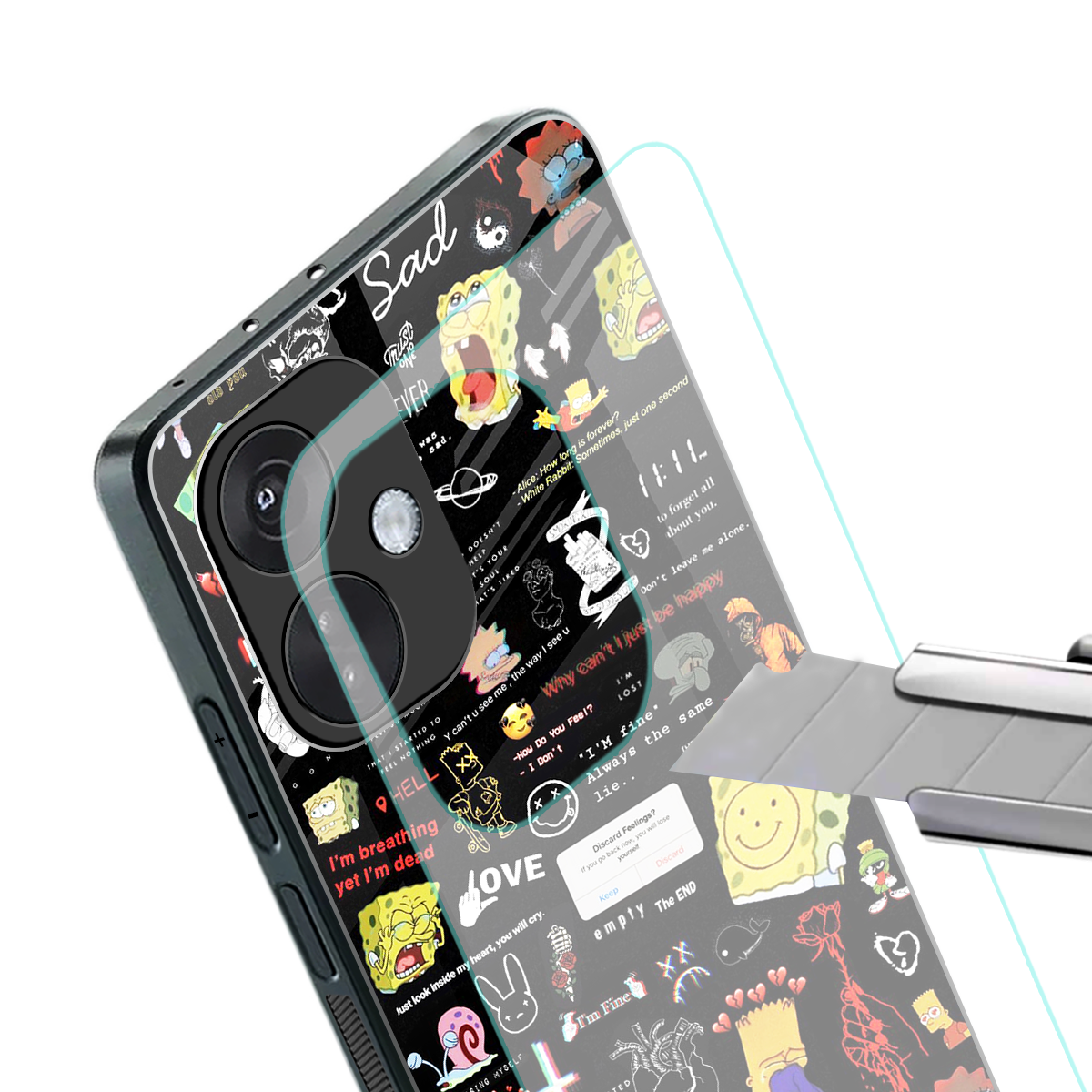 black aesthetic collage back phone cover | glass case for oneplus nord ce 3