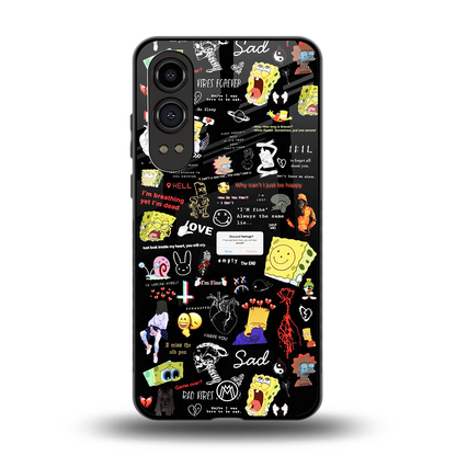 black aesthetic collage back phone cover | glass case for oneplus nord ce 4 lite