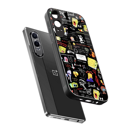 black aesthetic collage back phone cover | glass case for oneplus nord ce 4 lite