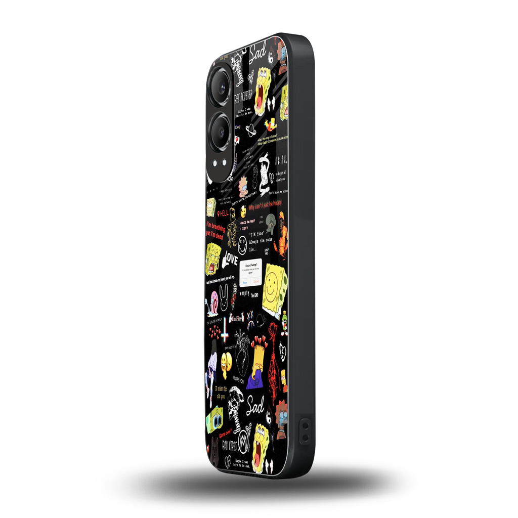black aesthetic collage back phone cover | glass case for oneplus nord ce 4 lite