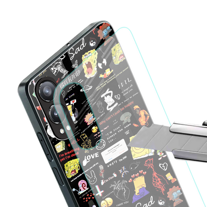 black aesthetic collage back phone cover | glass case for oneplus nord ce 4 lite