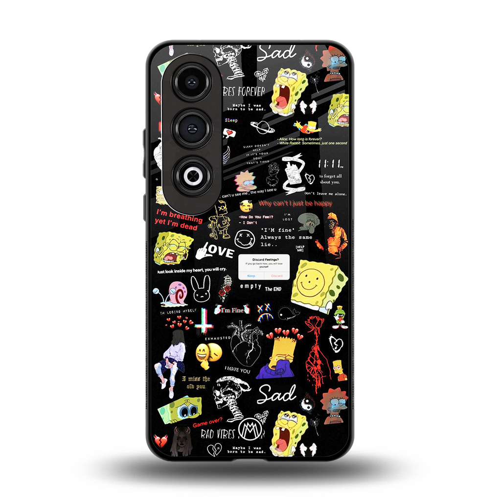 black aesthetic collage back phone cover | glass case for oneplus nord ce 4