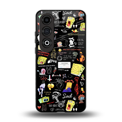 black aesthetic collage back phone cover | glass case for oneplus nord ce 4