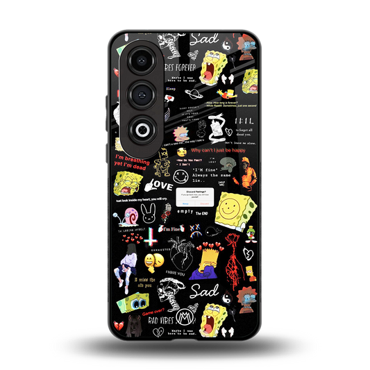 black aesthetic collage back phone cover | glass case for oneplus nord ce 4