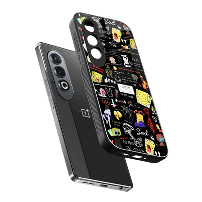 black aesthetic collage back phone cover | glass case for oneplus nord ce 4
